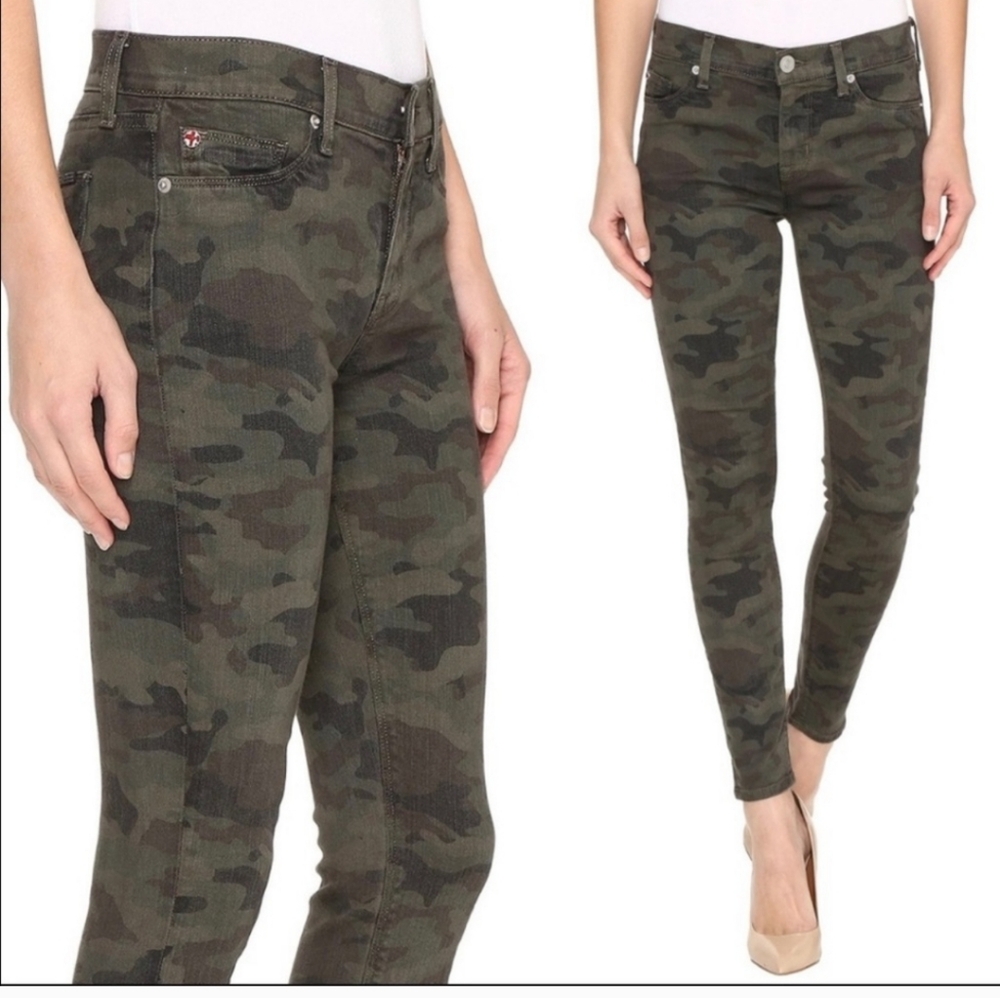 Hudson Collin Midrise Skinny Ankle Dark Grey Camo Jeans